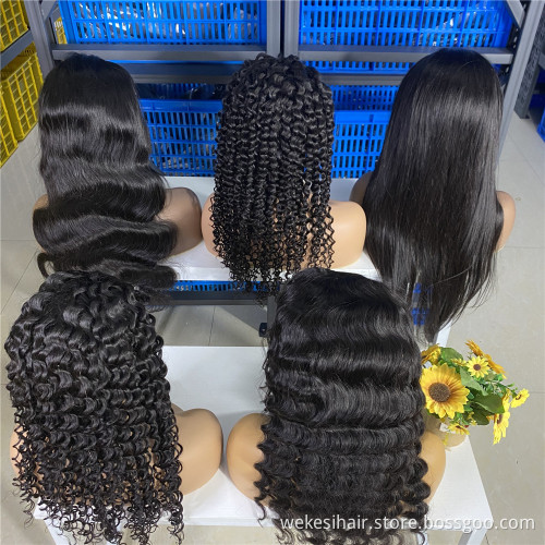Wholesale 100% Brazilian Human Hair HD Transparent Swiss Full Lace Wig,Curly Cuticle Aligned Lace Front Wig,360 Lace Frontal Wig